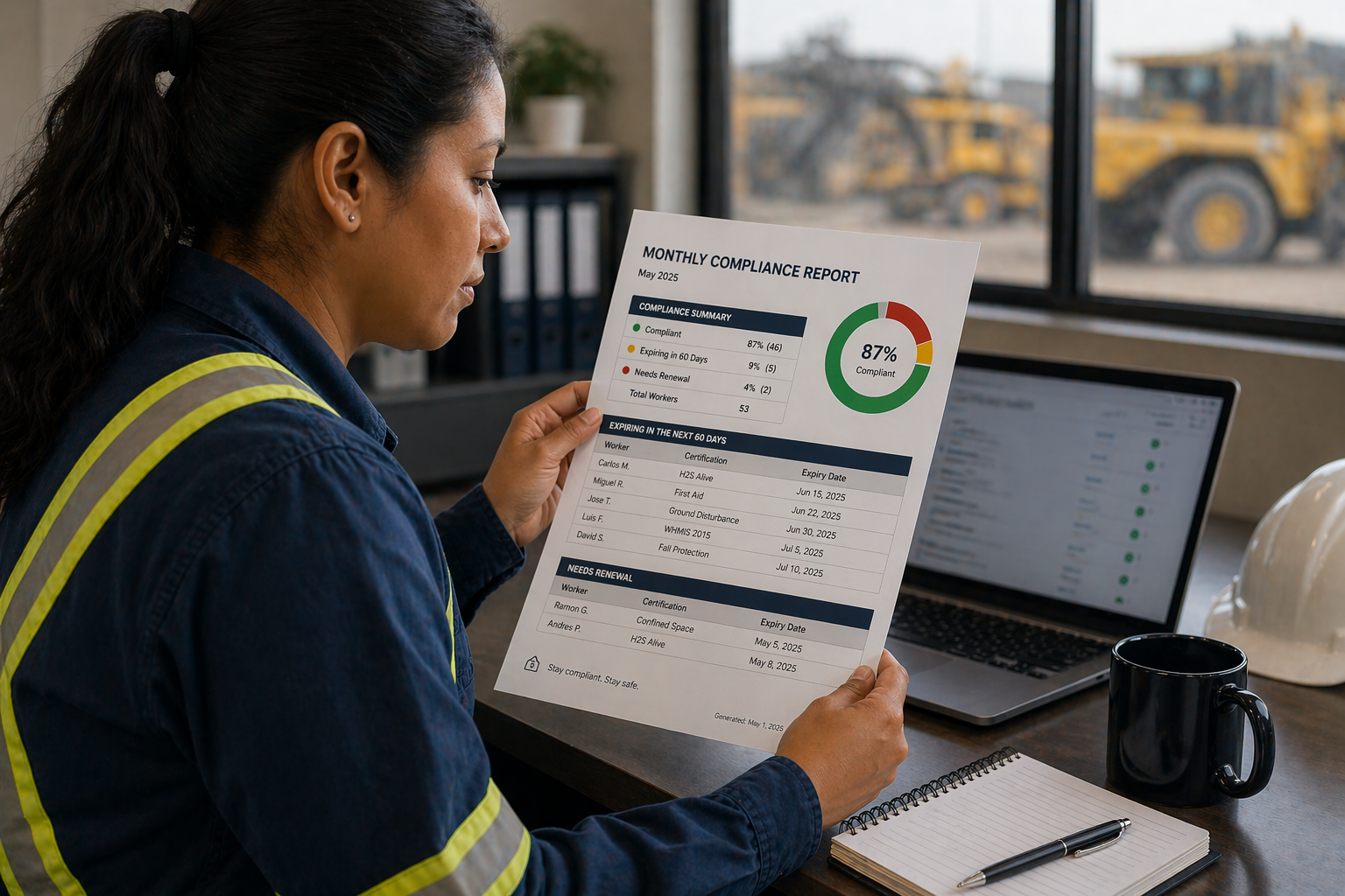 Monthly compliance report